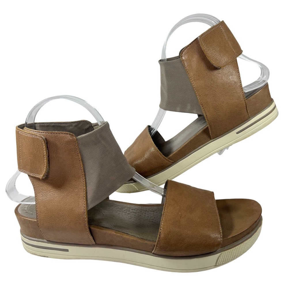 Eileen Fisher Women Sandals Leather Ankle Strap Platform Comfort Casual Brown
